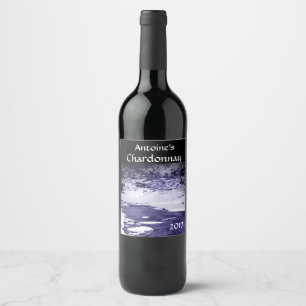 Blauer und weißer kalter Nebenfluss-Wein-Aufkleber Weinetikett