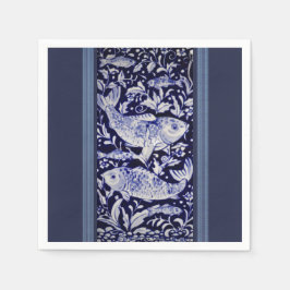 Blauer und weißer Koi Fisch Elegantes Essen Serviette