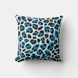Blauer und weißer Leopard Kissen