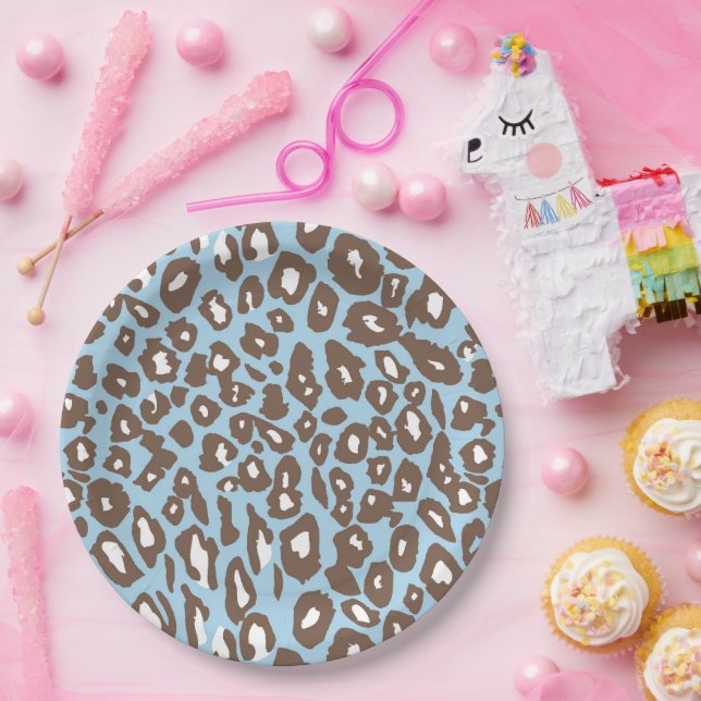 Blauer und weißer Leopard Pappteller (Party)