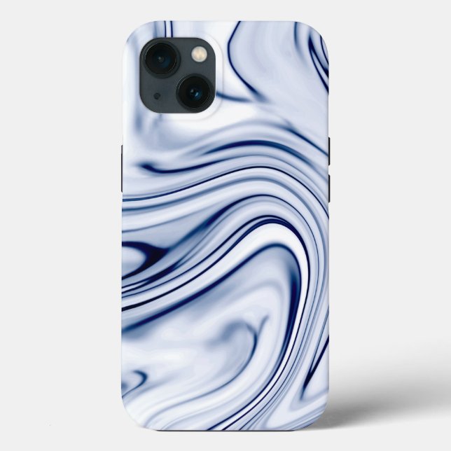 Blauer und weißer Marmorschlauch Case-Mate iPhone Hülle (Rückseite)