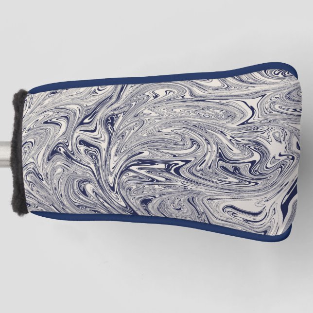 Blauer und weißer Marmorwirbel Golf Headcover (Vorderseite)