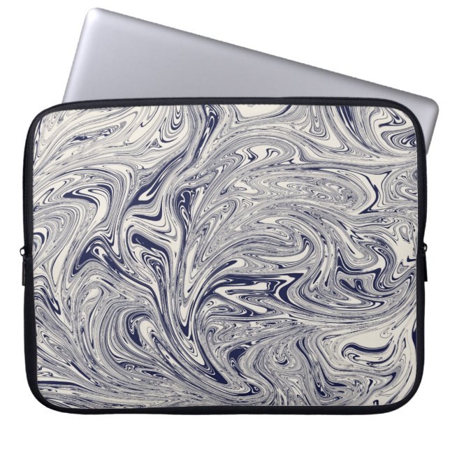 Blauer und weißer Marmorwirbel Laptopschutzhülle (Vorderseite)