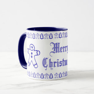 Blauer und weißer Niedlicher Lebkuchen Weihnachtsb Tasse