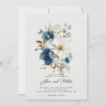 Blauer und weißer Painterly Floral Wedding