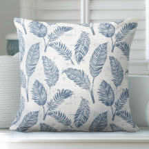 Blauer und weißer Palm Blätter Kissen Kissen