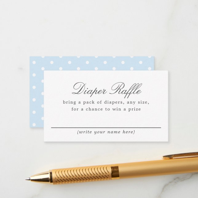 Blauer und weißer Polka DotBaby Duschduschabwasche Begleitkarte (Vorderseite/Rückseite Beispiel)