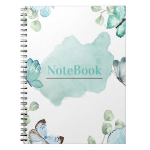 Blauer und weißer Schmetterlingsspiral (80 P.) Notizblock