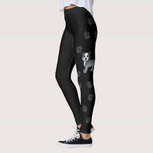 Blauer und weißer Staffie süßer Cartoon-Hund & Pfo Leggings
