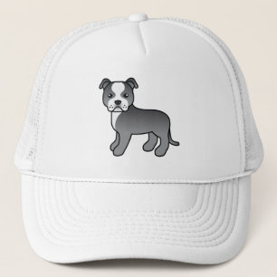Blauer und weißer Staffordshire Bull Terrier Hund Truckerkappe