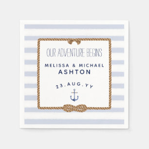 Blauer und weißer Streifen Nautical Knot Infinity Serviette