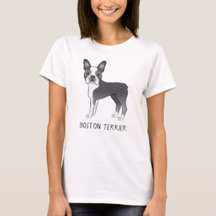 Blauer und weißer süßer Boston Terrier Hund mit Te T-Shirt