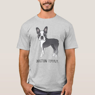 Blauer und weißer süßer Boston Terrier Hund mit Te T-Shirt