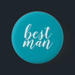 Blauer und weißer "Trauzeuge" Knopf Button<br><div class="desc">Ein niedlicher Türkis und ein weißer Knopf für die BESTE FREUNDIN des Bräutigams,  der Trauzeuge in Ihrem Brautparty.

Kann in Ihren eigenen Hochzeitsfarben besonders angefertigt werden.</div>