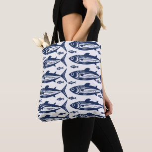 Blauer und weißer Trendy Sardine Fish