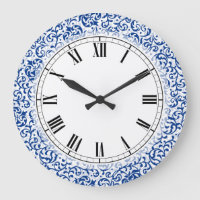 Blauer und weißer Tudor Rosen-Damast