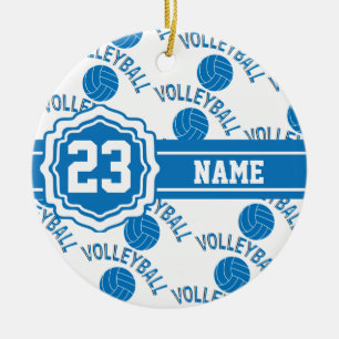 Blauer und weißer Volleyball Keramikornament