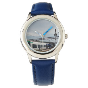 Blauer und weißer Zug Armbanduhr