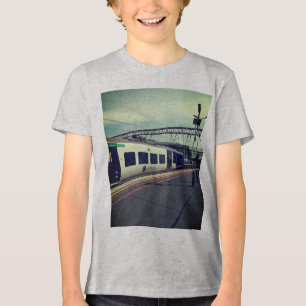 Blauer und weißer Zug Tri-Blend Shirt