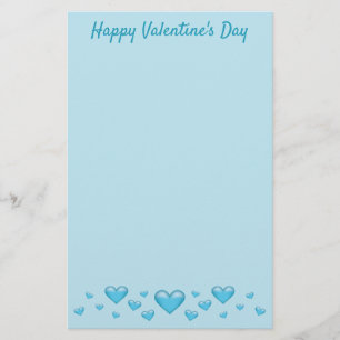 Blauer Valentinstag Herzen & Benutzerdefinierter T Briefpapier