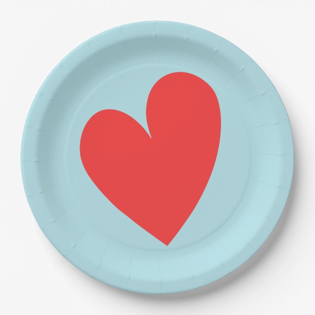Blauer Valentinstag Pappteller (Vorderseite)