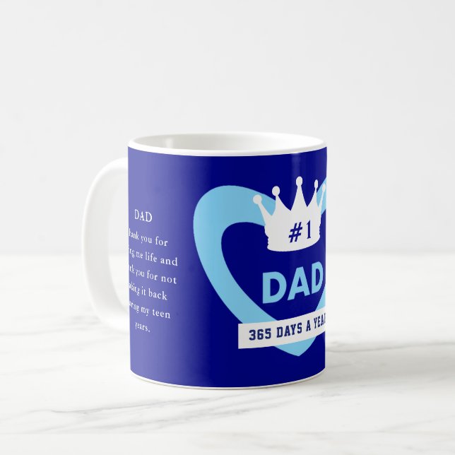 Blauer Vatertag gekrönter Kaffeebecher Kaffeetasse (Vorderseite Links)