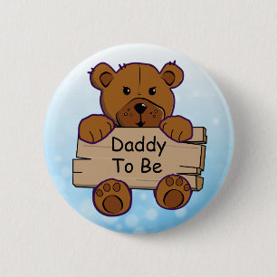 Blauer Vati, zum Teddybär-Babyparty zu sein Button