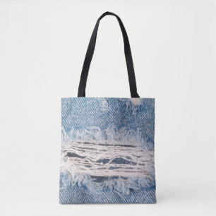 Blauer verblasste Jeans, Texturen gerissene Jeans
