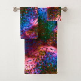 Blauer, verchromte Schuppen auf Lachs Badhandtuch Set