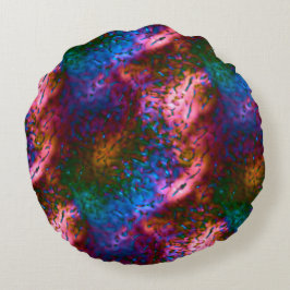 Blauer, verchromte Schuppen auf Lachs Rundes Kissen