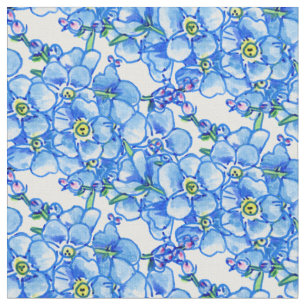 Blauer vergessener Blumengeflecht Stoff