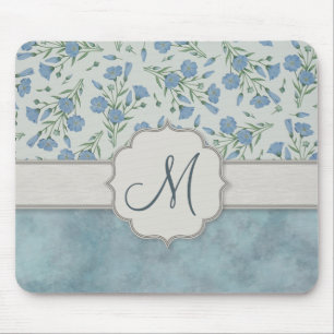 Blauer Vergiss-Me-Not-Bläschen und Marmor mit Mono Mousepad
