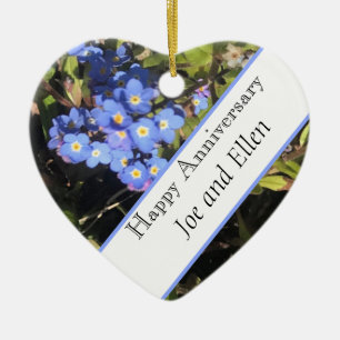 Blauer Vergiss-Me-Not-Blume Hochzeitsfeier  Keramik Ornament