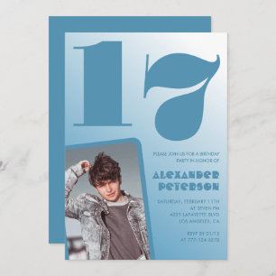 Blauer Verlauf 17. Geburtstagseinladungen Boy Foto Einladung