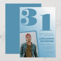 Blauer Verlauf 31. Geburtstagseinladungen Boy Foto