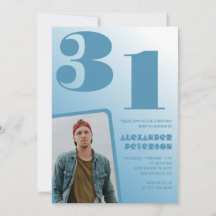 Blauer Verlauf 31. Geburtstagseinladungen Boy Foto Einladung