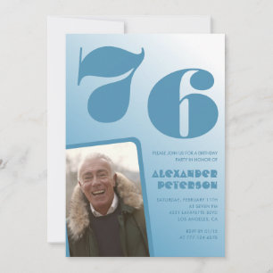 Blauer Verlauf 76. Geburtstagseinladungen Männer F Einladung