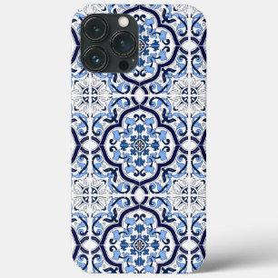 Blauer Verzierter Blütenschwarm Sizilianischer Ti Case-Mate iPhone Hülle