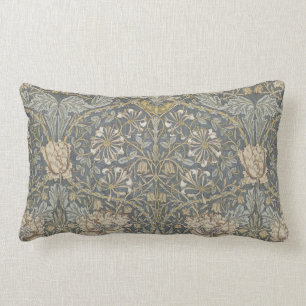 Blauer Vintage-Damask Lendenkissen