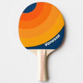 Blauer Vintage-Kreisstreifen mit Namen Tischtennis Schläger