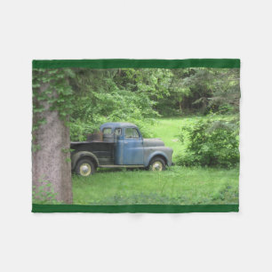Blauer Vintage-LKW Fleecedecke