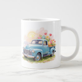 Blauer Vintage-LKW mit Ostereiern & Tulpen Jumbo-Tasse