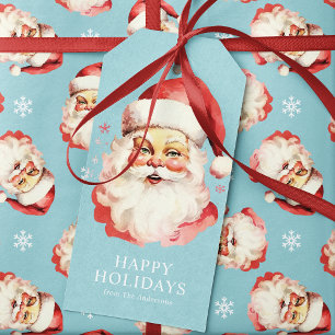 Blauer Vintage Retro Weihnachtsmann Weihnachten Geschenkanhänger
