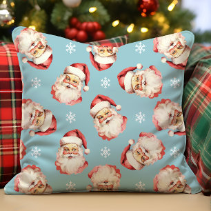 Blauer Vintage Retro Weihnachtsmann Weihnachten Kissen