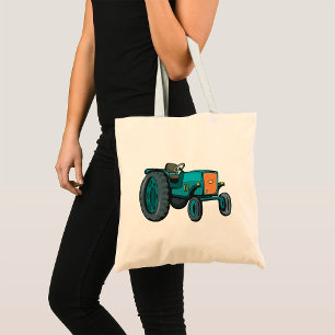 Blauer Vintage-Traktor Farmleben Tragetasche