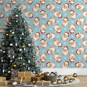 Blauer Vintage Weihnachtsmann Weihnachten Tapete