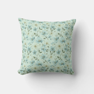 Blauer Vintager Blumendamasetyp Kissen