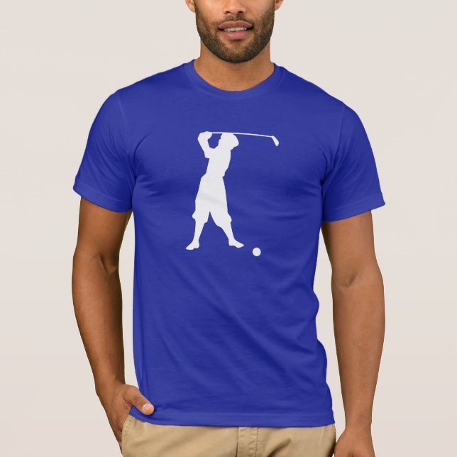 Blauer Vintager Golfspieler T-Shirt (Vorderseite)