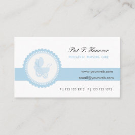 Blauer Vintager viktorianischer Babystroller-Wagen Quadratische Visitenkarte