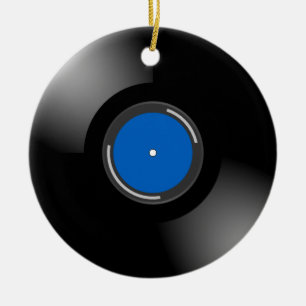 Blauer Vinyl-Rekord Keramik Ornament